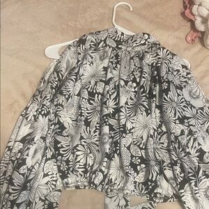 INC International Concepts Black and White Floral Blouse